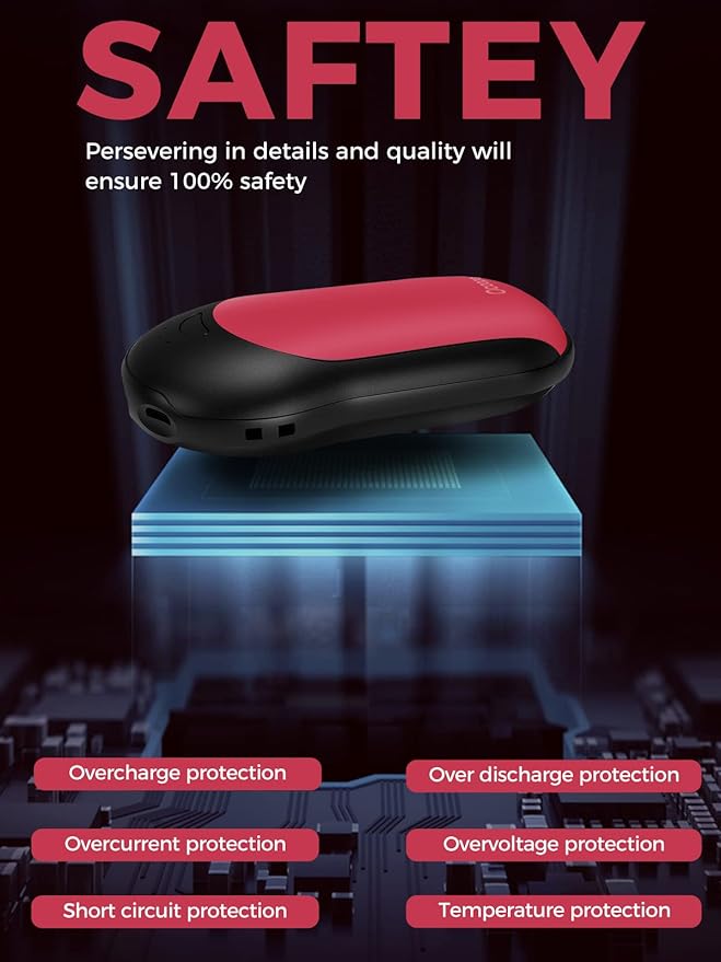 OCOOPA Rechargeable Hand Warmer 10000mAh,Portable Electric Hand Heater,Up to 15 Hours,USB Battery Operated Handwarmer for Camping,Hiking,Hunting,Golf,Warm Tech Gifts,Halo H01