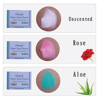 Hand Soap Sheets Soap Paper Sheets Portable Disposable Outdoor Travel Camping Scented Soap 3 Boxes (300 Sheets) Eco-Friendly Products & Cleaning Supplies for Hand Wash (Various Pack)