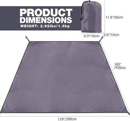 REDCAMP Waterproof Camping Tarp, 4 in 1 Multifunctional Tent Footprint for Camping, Hiking, Backpacking, Lightweight and Compact (150" X138")