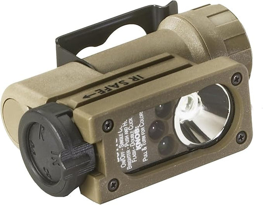 Streamlight 14104 Sidewinder 55-Lumen Compact Hands-Free Military Flashlight with Lithium Battery, White, Red, Blue, IR LEDs, Coyote