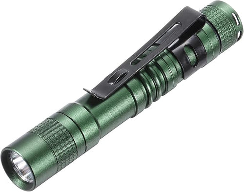 PATIKIL Mini Flashlight with Clip, Super Light Small LED Pen Flashlights Aluminum White Light Torch Battery Powered for Camping Hiking, Green