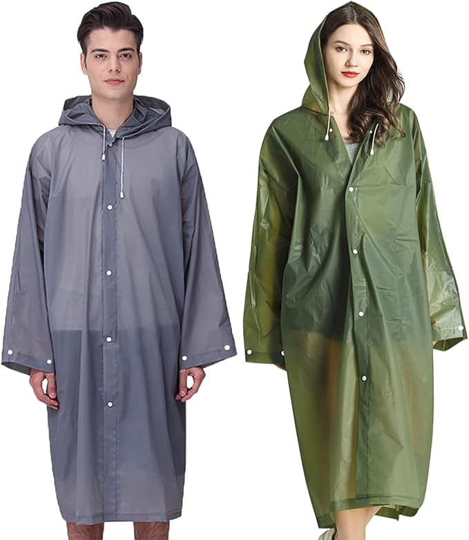 Rain Ponchos Raincoats for Adults Women Men, Reusable 2 Pack Rain Jacket Coats with Hood for Family Disney Camping Hiking