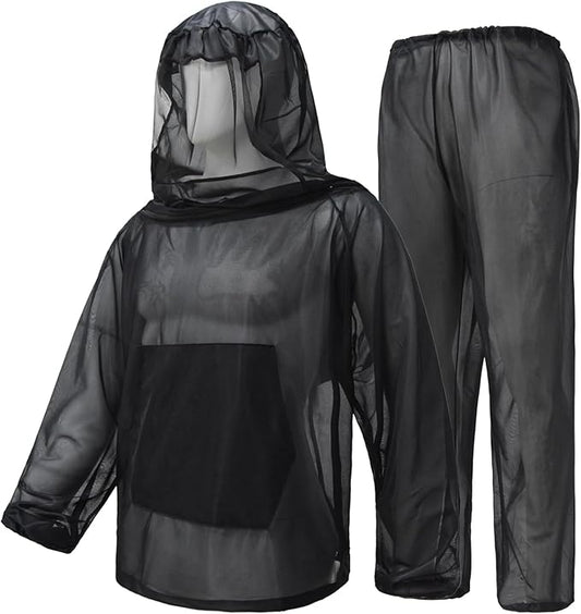 Mosquito Net Suit Camo Hunting Mesh Suit Bug Net Clothing with Hood Outdoor Protection No-See-Ums Garden Camping