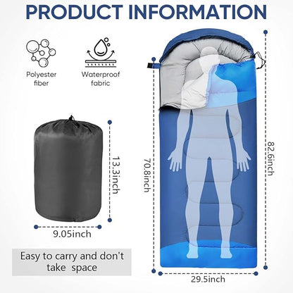 OBTANIM Sleeping Bags Portable Waterproof Camping Sleeping Bag for Adults Kids 4 Seasons Cold Weather or Warm Backpacking Hiking Mountaineering Indoor Outdoor Use