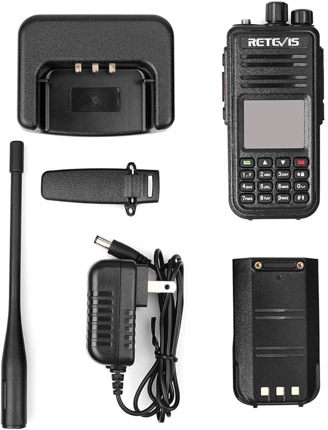 Retevis RT3S DMR Radio, Dual Band Radio, Digital 2 Way Radio, Dual Time Slot 2000mAh Dual Band Scanning SMS Emergency Alarm, Long Range Handheld Walkie Talkie for Camping Traveling(1 Pack)