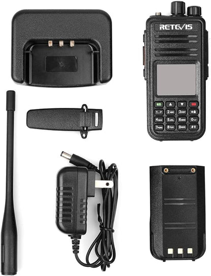 Retevis RT3S DMR Radio, Dual Band Radio, Digital 2 Way Radio, Dual Time Slot 2000mAh Dual Band Scanning SMS Emergency Alarm, Long Range Handheld Walkie Talkie for Camping Traveling(1 Pack)
