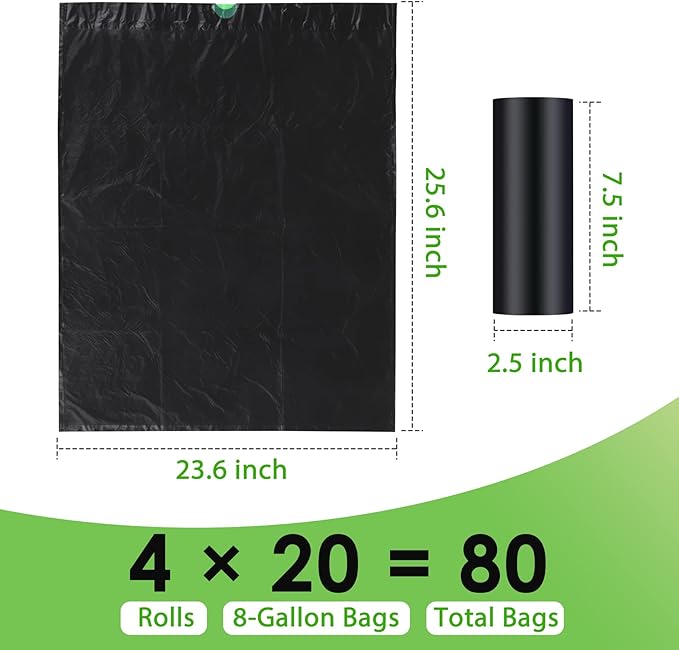 Portable Toilet Bags，8 Gallon Drawstring Trash Bags 80 Counts for Compostable Trash Bags for Outdoor Car Camping