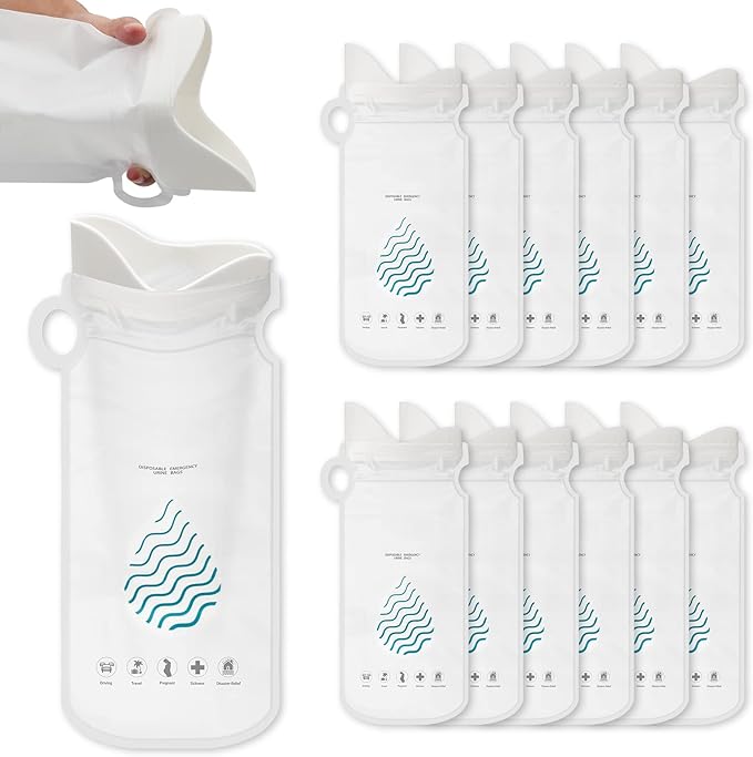 Coolrunner Disposable Urine Bags,8/12/20/24 Pack Camping Pee Bags, Disposable Urinals Vomit Bags for Travel Urinal Toilet Traffic Jam Emergency Portable Toilet Bee Bag for Men Women Kids Patient