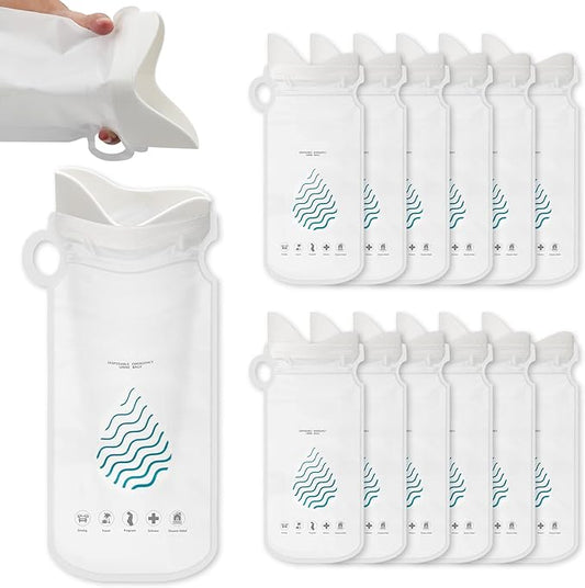 Coolrunner Disposable Urine Bags,8/12/20/24 Pack Camping Pee Bags, Disposable Urinals Vomit Bags for Travel Urinal Toilet Traffic Jam Emergency Portable Toilet Bee Bag for Men Women Kids Patient