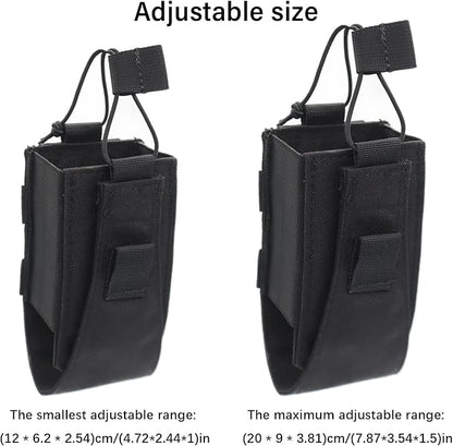 1000D Nylon Tactical Radio Holder Radio Case Radio Pouch Military Molle Radio Walkie Talkie Holder Bag Hunting Magazine Pouches Pocket for Two Ways Walkie Talkies Compatible (Black)