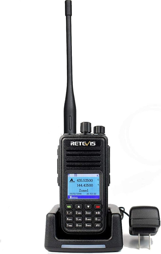 Retevis RT3S DMR Radio, Dual Band Radio, Digital 2 Way Radio, Dual Time Slot 2000mAh Dual Band Scanning SMS Emergency Alarm, Long Range Handheld Walkie Talkie for Camping Traveling(1 Pack)