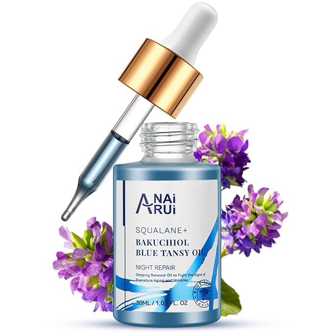 Squalane VE Rosehip Oil,Bakuchiol Blue Tansy Oil,for face hydrate,Night-Repair Facial Oil,Softer Skin,Reduce Fine Line&Wrinkles