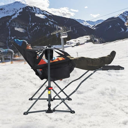 Nice C Heated Hammock Camping Chair with Footrest, Heated Camping Chair with Battery, Rocking Swing Chairs, Hammock Chairs with Stand, Heavy Duty (2, Heat Black W/Footrest)