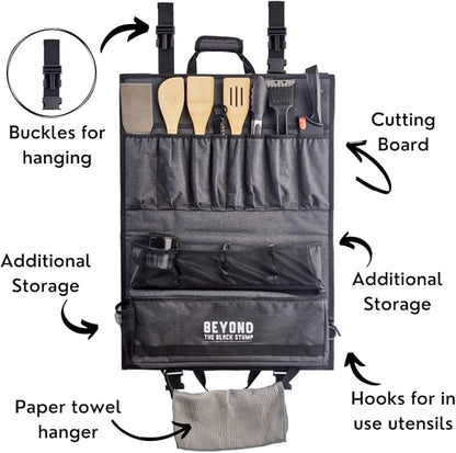 Camp Kitchen Organizer and Utensil Kit - Set of 14 - Travel Organizer - Grill Accessories - Portable Camping Gear