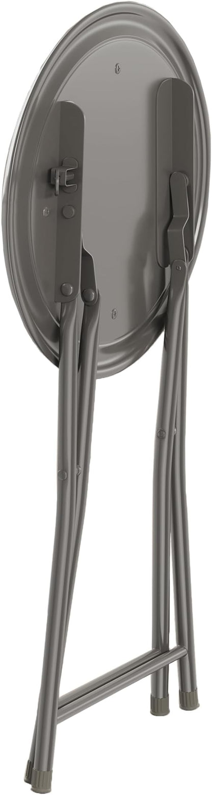 Round Folding Stool - Heavy-Duty 18-Inch Padded and Portable Stool with 300lbs Capacity for Dorm, Rec Room, or Game Room by Trademark Home (Gray)