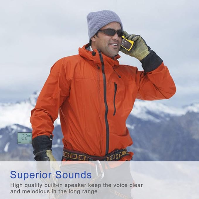 Rechargeable Walkie Talkies for Adults, Long Range 5 Miles Two Way Radios, Rechargeable Battery,Charging Dock,Flashlight,for Camping Hiking Hunting Security Hotel Yellow