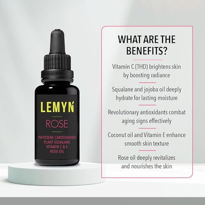 Squalane + Vitamin C Rose Oil | Enhanced with Carotenoids and Vitamin E | Freshly Made Face Oil | Hydrate & Firm | Small-Batch Artisan Skincare 30ml