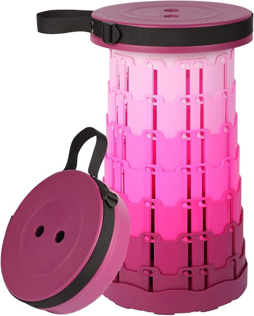 Upgraded Collapsible Stool, 400lbs Max Load. Portable Retractable Folding Telescoping Stool for Camping, Fishing, Hiking & Travel, Ideal for Adults (Purple)
