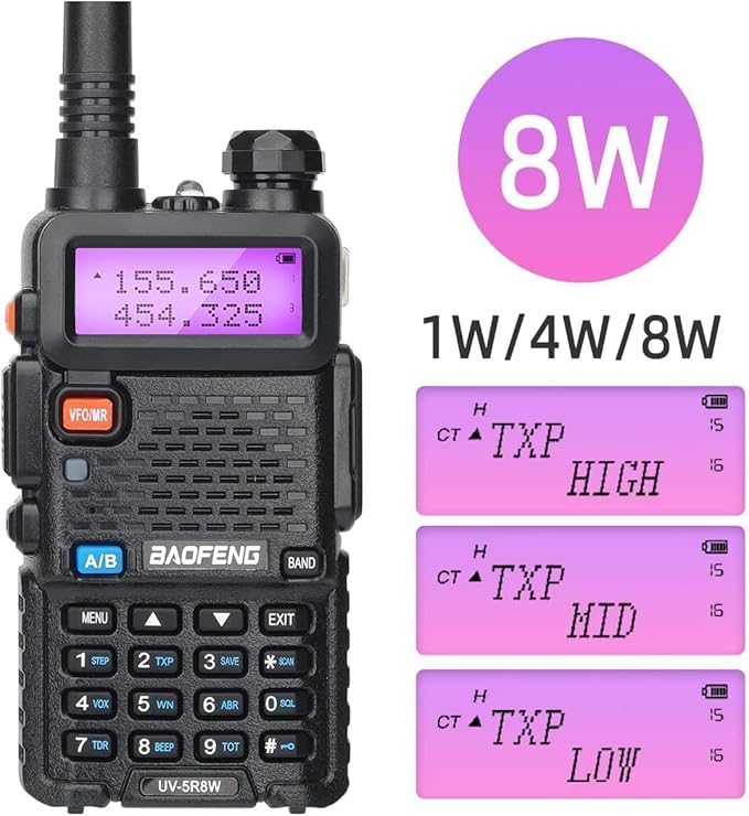 Baofeng UV-5R 8W Ham Radio Long Range UV5R Dual Band Handheld Two Way Radio Walkie Talkies with 1800mAh Li-ion Battery and Earpiece for Hunting Survival Gear
