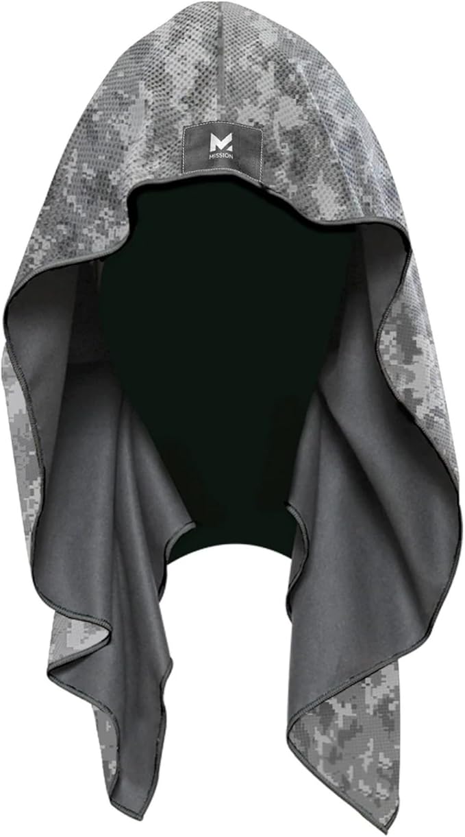MISSION Cooling Hoodie Towel- Hood Towel, Evaporative Cool Technology, Cools Instantly When Wet, UPF 50 Sun Protection, Contours Your Head to Stay in Place, Great for Sports, Fitness, Gym