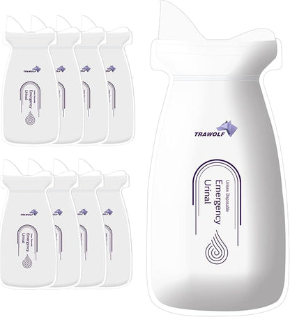 Portable Urinal Bags, 8 Pack Pee Bags, Disposable Urine Bags for Travel, Disposable Urinal for Women, Men, Kids, Patient, Traffic Jam