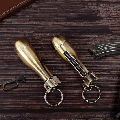 Keychain Matchstick Fire Starter, Permanent Match Flint Metal Keychain Lighter, Great Kerosene Refillable Keychain Lighter for Outdoor Camping