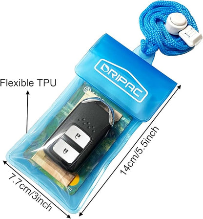 DRIPAC Waterproof Car Key FOB Case Waterproof Wallet Waterproof Holder Pouch For Key ID Badge Credit Card Money（Blue）