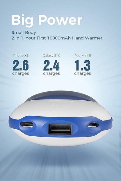 OCOOPA Hand Warmers Rechargeable, 10000mAh Electric HandWarmer, 15hrs Hands Heater, Portable Charger, 3 Levels Heating, Perfect for Golf, Hunting, Camping Gifts, H01