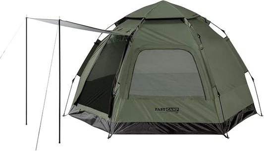 Instant Camping Tent for 4 Person,2 Mesh Windows & 2 Doors,Hexagonal Design,Easy Set Up pop up Tent with Vestibule & Rainfly, Ideal for Family Camp, Outdoor Activity