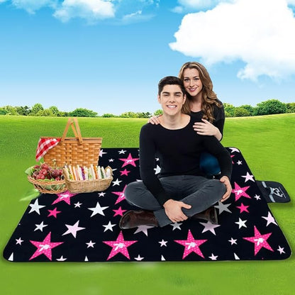 Wind Tour Family Outdoor Waterproof Durable Picnic Blankets with Carry Strap Foldable Sandproof Picnic Floor Mat for Kids Playground Camping Hiking Grass Travelling (1, Star -150 * 200cm)