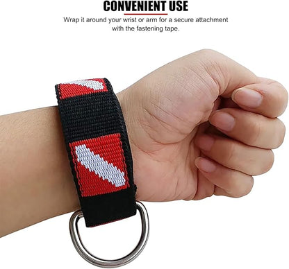 EVTSCAN Scuba Diving Adjustable Wrist Strap with D Ring, Sticky Back, for Cameras, Flashlights, Compass, Dive Slates, for Scuba Divers Snorkelers