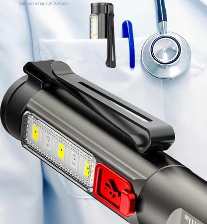 ALONEFIRE P31 Mini Flashlight 3 Light Sources Bright Pocket Type-C USB Rechargeable Waterproof Multifunction Portable LED Pen Long Battery Life with Clip, Built-in Battery for EDC Carry, Hiking
