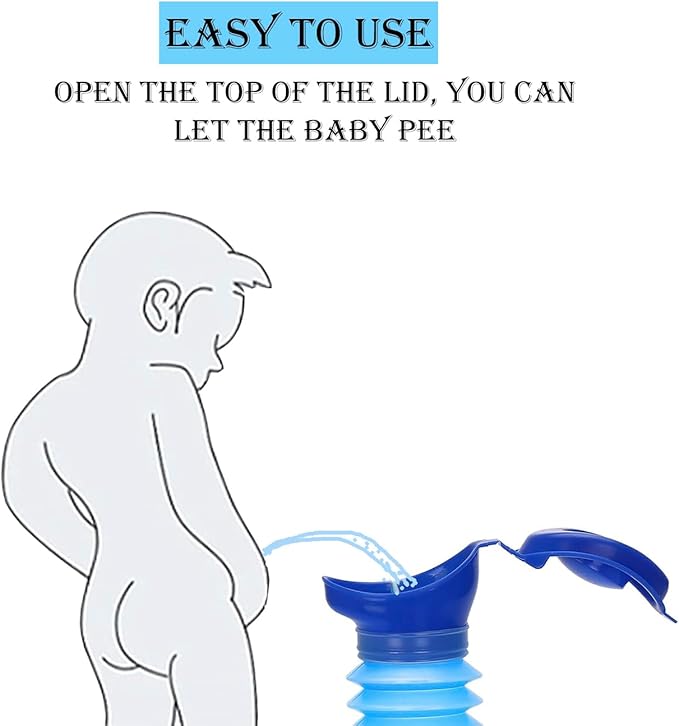 Emergency Urinal for Kids Adult Portable Reusable Outdoor Urinal Potty Pee Bottle, Outdoor Shrinkable Urinal for Travel, Camping, Hiking, Traffic Jam and Queuing-2 Pack 750ml Black and Blue