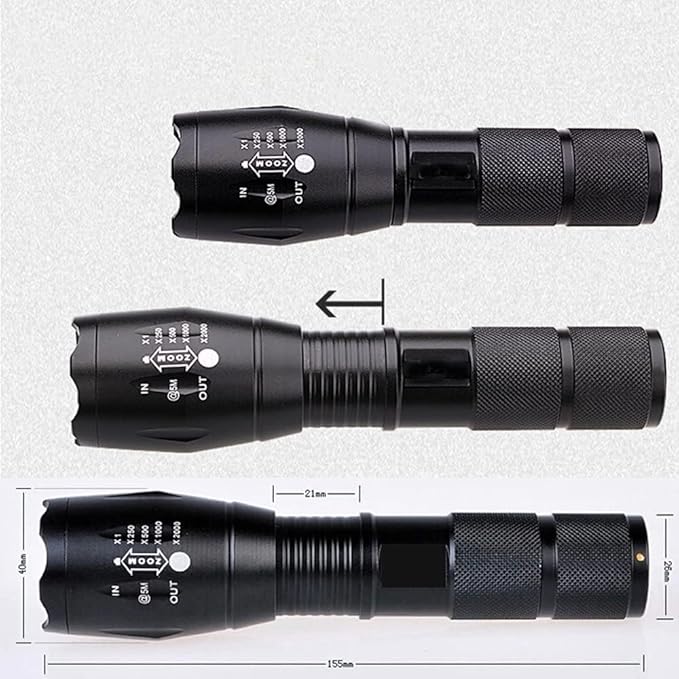 BESTSUN 350 Yard Red Light Tactical LED Flashlights, Zoomable Predator Light Long Range Night Hunting Coyote Varmint Light Hunting Flashlight with Pressure Switch, Picatinny & Scope Mounts