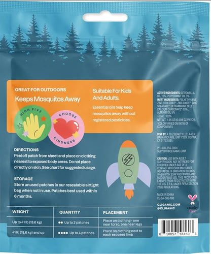Cliganic Mosquito Repellent Stickers (180 Pack) - Positive Vibes Patches for Kids, Natural DEET-Free, Essential Oil Infused