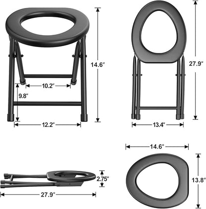 BLIKA Portable Toilet for Camping, 300LBS Weight Capacity Portable Camping Toilet, Folding Toilet with Removable Plastic Ring and Toilet Bags, Travel Toilet Car Toilet for Camping, Travel & Emergency