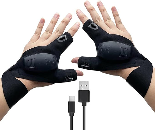 LED Flashlight Gloves with USB Cable,Gifts for Men Husband Dad Him Fathers Day Cool Gadgets Gifts for Mens Birthday Fishing Camping Repairing Accessories