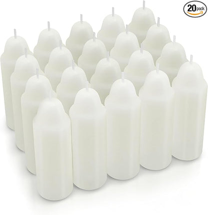 12-Hour White Candles Compatible with Candle Lanterns, Long-Burning Candles for Outdoor, Camping, Emergency, Survival Emergency Preparedness- 20Pack