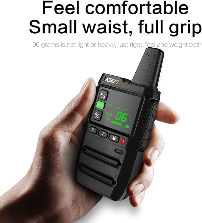 KSUN Walkie Talkies for Adults Rechargeable with Earpiece 22 FRS Channels LCD Screen,VOX Flashlight Rechargeable Battery Portable for Cruise Camping Hiking GZ20 (4 Pack)