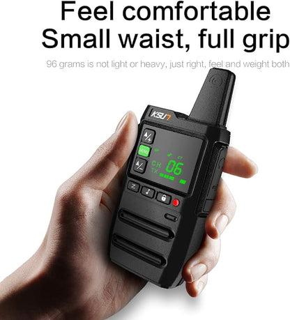 KSUN Walkie Talkies for Adults Rechargeable with Earpiece 22 FRS Channels LCD Screen,VOX Flashlight Rechargeable Battery Portable for Cruise Camping Hiking GZ20 (4 Pack)