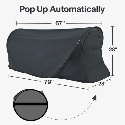 Eighteentek Bed Canopy Office Bed Tents Dream Tents Privacy Space Office Sleeping Tents Indoor One Person Lay Down NOT Sitting Pop Up Portable Frame Curtains Breathable Cottage Grey 79" Lx28 Wx28 H