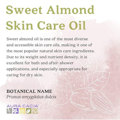 Aura Cacia Organic Skin Care Oil, Nurturing Sweet Almond, 4 Fluid Ounce