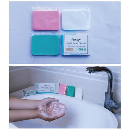 Hand Soap Sheets Soap Paper Sheets Portable Disposable Outdoor Travel Camping Scented Soap 3 Boxes (300 Sheets) Eco-Friendly Products & Cleaning Supplies for Hand Wash (Various Pack)