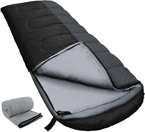 XL 10 Degree Sleeping Bags Waterproof for Adults 350GSM Machine Washable with Compression Sack for 3-4 Season Camping Outdoor