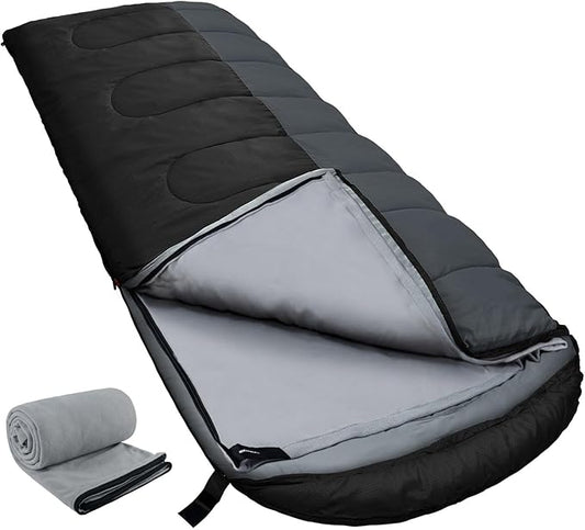 XL 10 Degree Sleeping Bags Waterproof for Adults 350GSM Machine Washable with Compression Sack for 3-4 Season Camping Outdoor