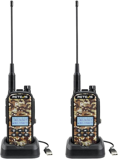 Retevis EZTalk 2 GMRS Two Way Radio, IP67 Waterproof Walkie Talkies, 2200mAh, NOAA, Rechargeable Hunting Radios Long Range, Handheld Walkie Talkie for Adult, Hunting Camo 2 Pcs