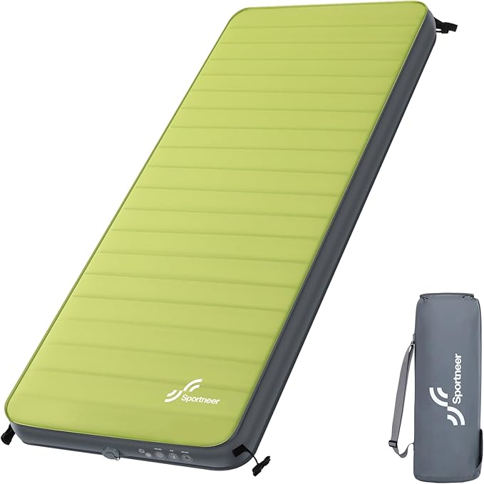 Sportneer Self Inflating Sleeping Pad, 4" Ultra-Thick Elasticity Foam Sleeping Mats for Camping, 4-Season Insulated Durable Camping Mat Air Mattress for Car Travel Tent Home