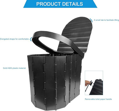 Portable Folding Toilet for Adults Camping, 300LBS Weight Capacity Porta Potty with Removable Toilet Paper Holder for Outdoor, Travel, RV, Boats and Emergency Use