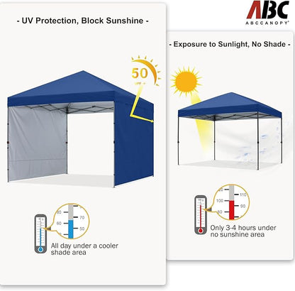 ABCCANOPY Easy Pop up Canopy Tent with 2 Sidewalls for Outdoor Sun Blocking or Rain Protection,10x10, Navy Blue