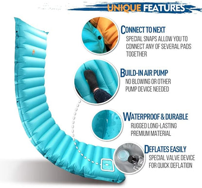 ZOOOBELIVES Extra Thickness Inflatable Sleeping Pad with Built-in Pump, Most Comfortable Camping Mattress for Backpacking, Car Traveling and Hiking, Compact and Lightweight - Airlive2000